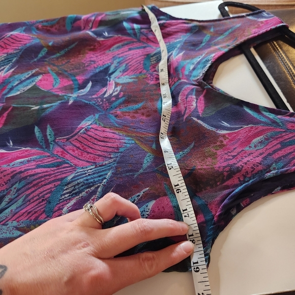 Robbie Bee Vintage Silk Shift Dress Botanical Pattern Sz 12 Vacation Resort - Picture 9 of 9